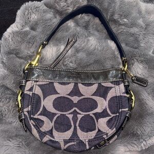 Coach Signature Shoulder Bag - Black and Gray
